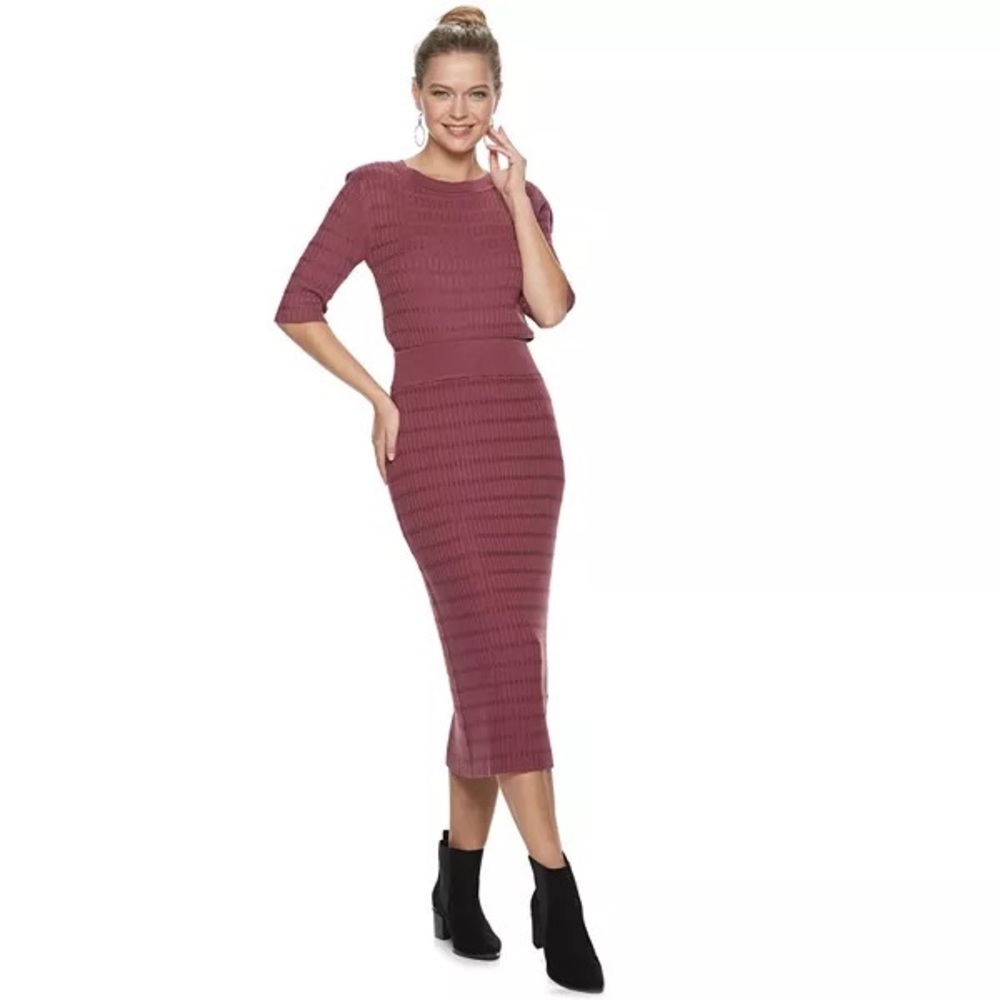 Apt. 9 Ribbed Sweater Pencil Skirt, NWT, Size Large, Mauve
